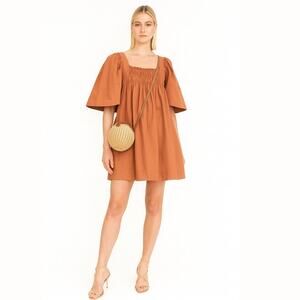 Three Graces Emmaline Cotton Mini Dress 10 Orange NEW